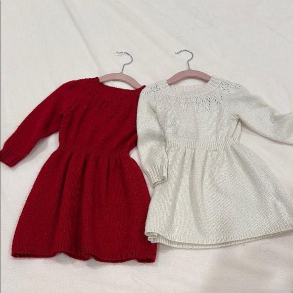Elegant Red and Cream Knit Kids Dresses - Picture 1 of 1